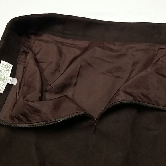 Emmanuelle Khanh Paris Pencil Skirt Women's Size S/M Back Zip Lining Chocolate - Picture 4 of 5
